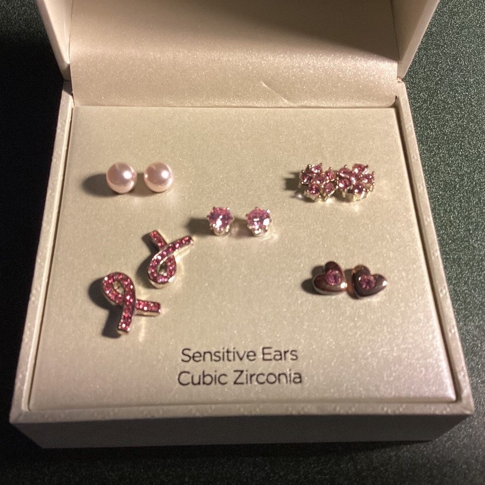 Kim Rogers 5 Pairs Cubic Zirconia Earrings for Sensitive Ears NIB/NWT
